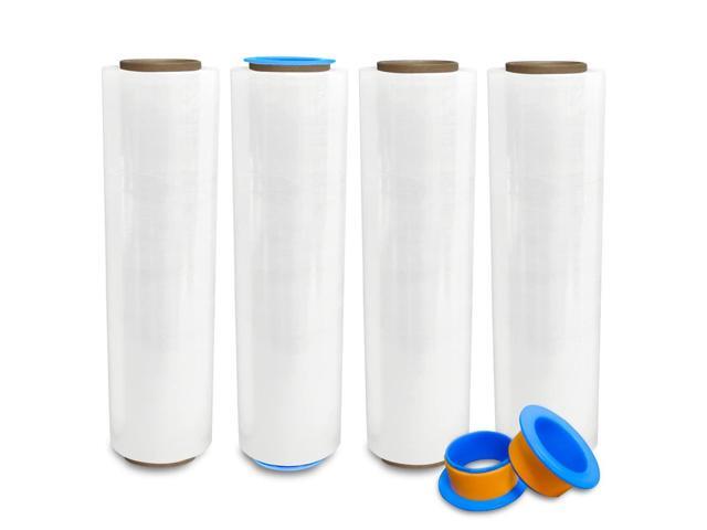 4 Rolls x 18' x 1500 Feet x 80 Gauge Clear Commercial Grade Heavy Duty Plastic Stretch Film Shrink Wrap Industrial Strength Durable Shipping...