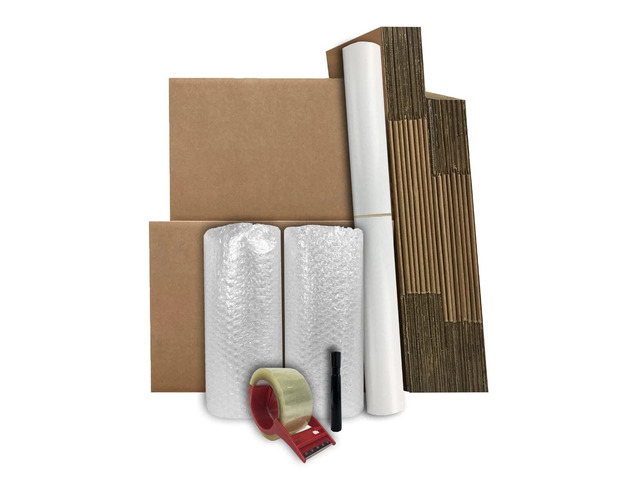 Basic Moving Boxes Kit #1, 1 to 2 Bedroom Kit, 18 Boxes Small Spaces Moving Kit, Bubble Roll, Tape, Packing Paper, Packaging & Storage Boxes