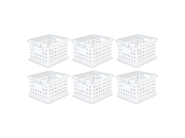 Storage Crate Bin File Organizer for Home & Office, White, 6-Pack Heavy-Duty and Stackable Plastic Boxes and Containers for Desk, Cabinet, Dorm,...