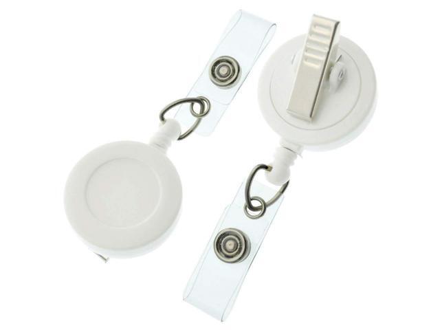 Bulk 100 Pack - Premium Retractable Badge Reels with Alligator Swivel Clip on Back by (White)