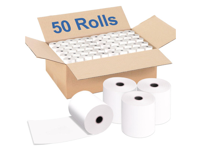 (50 Rolls) 3' x 165' Kitchen Register Rolls,1 Ply Bond Printer Receipt Paper POS Cash Register Paper (Non Thermal Kitchen Printer Paper) for TMU200...