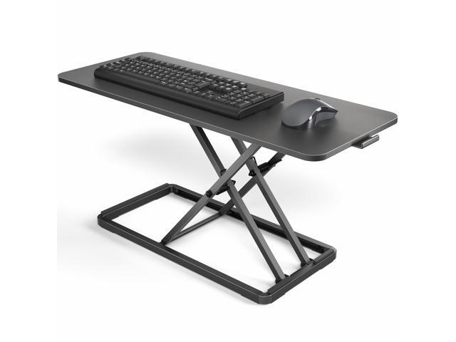 Single Top 30 inch Scissors Lift Keyboard and Mouse Riser, Height Adjustable Laptop Desk, For Ergonomic Sit Stand Workstations, Black, DESK-V030A