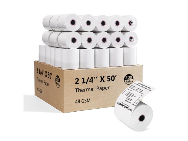 (200 Rolls)2 1/4 x 50 Thermal Paper Rolls 48GSM BPA FREE Receipt Rolls Thermal Teceipt Paper 2.25 x 50ft Thermal Printer Paper Compatible with...