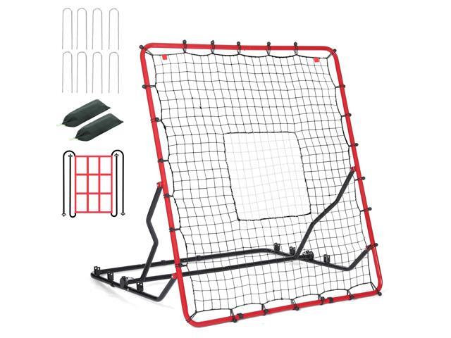 Baseball Rebounder Net, 4 x 4.5 FT Pitch back with 4 Adjustable Angles & 2 Strike Zones, Pitching & Fielding Trainer for Softball bounce back,...