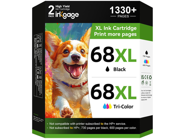 68e High Yield for HP 68 Ink Cartridge Black and Tri-Color Combo Pack Compatible for HP 68XL Ink Cartridges for Envy 6155e 6155 6555e 6152e 6552e...