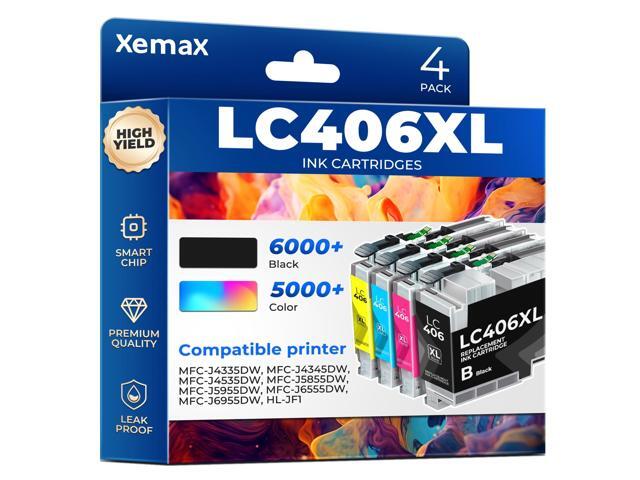LC406XL Ink Cartridges 4 Pack (21000 Pages) Compatible with MFC-J4335DW for Brother LC406XL LC406 Ink Work for MFC-J4335DW, MFC-J4345DW,...