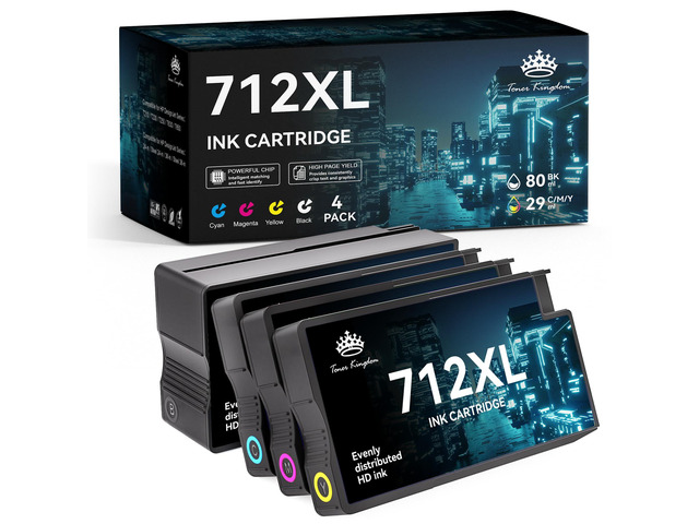 712XL Ink Cartridges Compatible Replacement for HP 712XL 712 Ink Cartridges Combo Pack Works with HP DesignJet T210 T230 T630 T650 Studio Plotter...