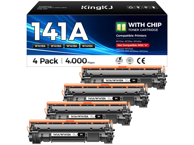 141A Toner Cartridge 4-Black with chip High Yield Replacement for HP 141A W1410A 141X W1410X Compatible for HP Laserjet Pro M110w MFP M140w M139...