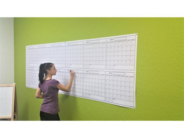 36' x 100' Large Jumbo Oversized Erasable Laminated Blank Annual Yearly Wall Calendar Poster, 12 Months, Reusable for Office, Academic or Home.