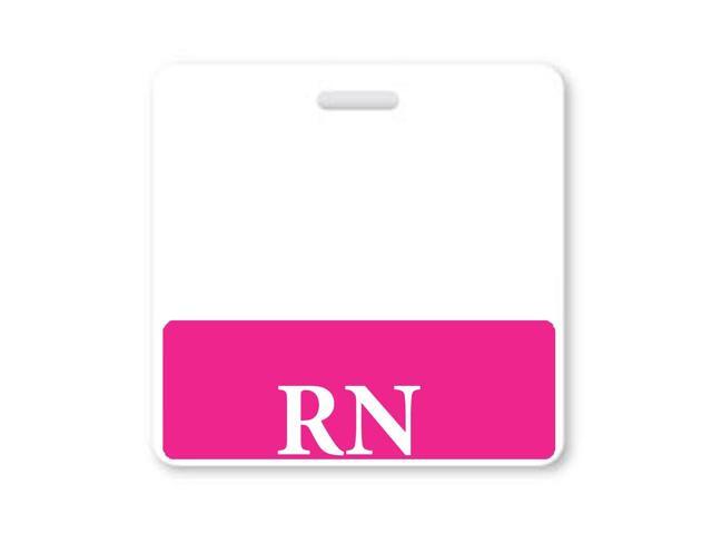 Bulk 25 Pack - Pink RN Badge Buddy - Horizontal- Heavy Duty Spill Proof & Tear Resistant Cards - Double Sided- Quick Role Identifier ID Buddies for.
