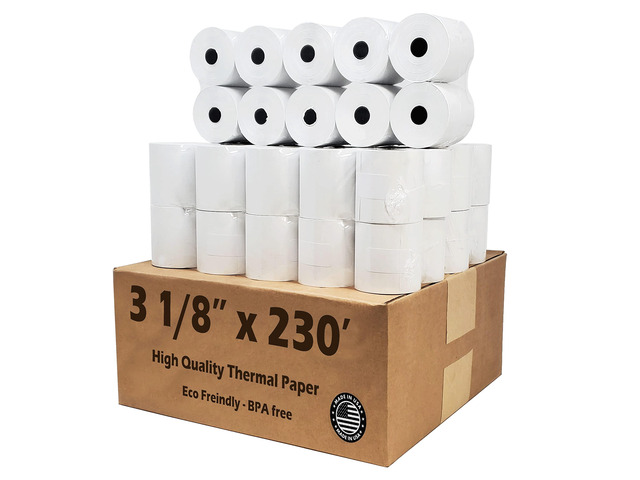 54 GSM CLOVER PoS 3-1/8' x 230' THERMAL RECEIPT PAPER - 50 NEW ROLLS by Nayelish RITEMADE for Clover Station Point-of-Sale System
