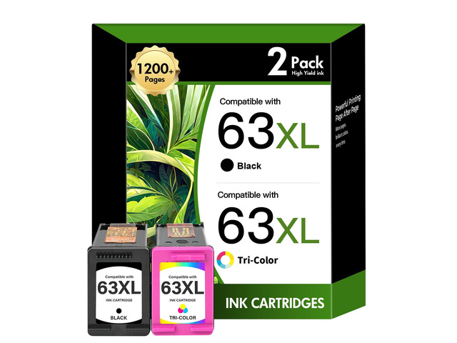 63 63XL Ink Cartridges Combo Pack for HP 3830 4520 4650 5255 5258 Printers Replacement for HP63XL Black and Color for HP Envy 4520 4512 OfficeJet...