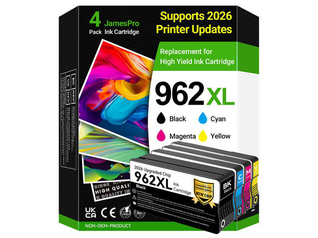 Upgraaded Chip 962XL Ink Cartridges Combo Pack Replacement for HP 962 Ink Cartridges Compatible with HP OfficeJet 9015e 9010 9015 9025e 9018e 9020...