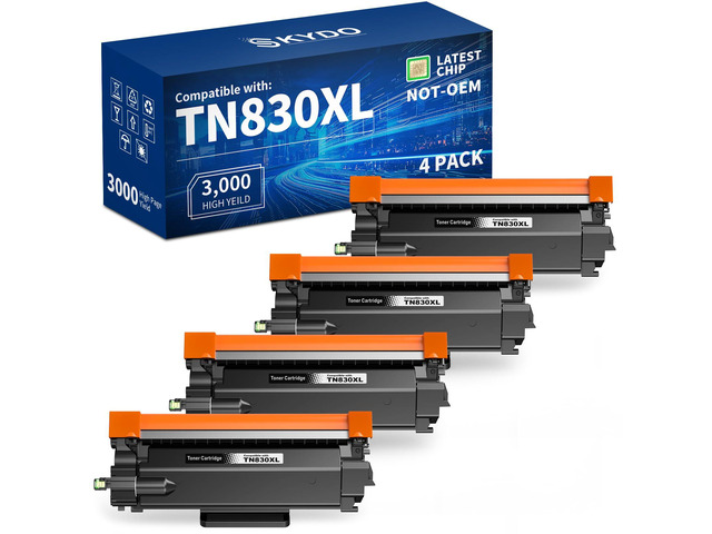 TN830XL TN830 High Yield Toner Replacement for Brother, 4 Pack Compatible with Brother DCP-L2640DW HL-L2460DW HL-L2480DW MFC-L2820DW HL-L2400D;...