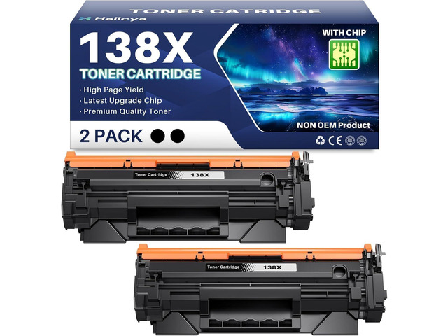 138X Black Toner Cartridge Compatible for HP W1380X 3001dw 3101fdw, 2 Pack With Chip, Use with HP LaserJet Pro 3001dw 3001fdw MFP 3101fdw, High...