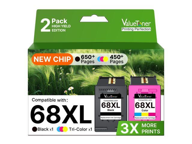 68XL 68e Ink Cartridges for HP 68 Ink Cartridges Black/Color Combo Pack for HP Ink 68 68XL Compatible with Envy 6155e 6555e 6152e 6552e 6558e.