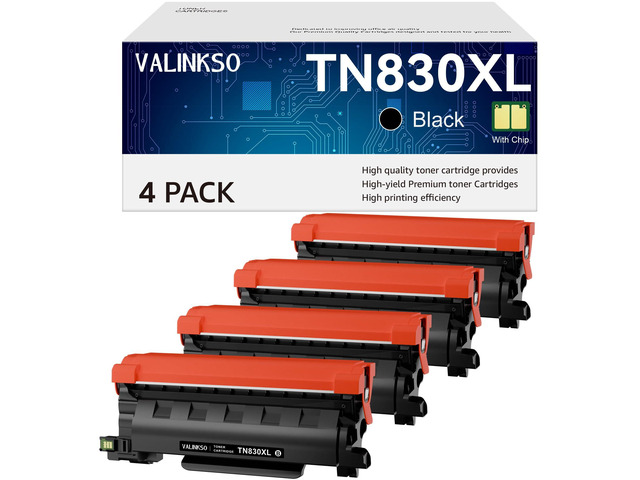 TN830XL Toner for Brother Printer 4 Pack Compatible for Brother TN830 TN-830XL TN830XL/V/R for HL-L2460DW DCP-L2640DW MFC-L2820DW HL-L2405W...