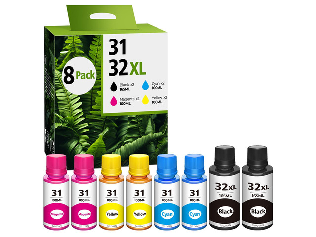 31 32XL Ink Bottle Set Replacement for Smart Tank 5101 7602 6001 5000 Compatible for Smart Tank 5101 7602 6001 7301 7001 5000 5102 7002 5103 Ink...