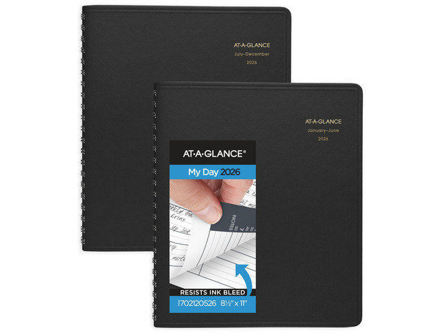2026 Appointment Book Planner, Daily, 8-1/2' x 11', Large, Eight Person Group, Two-Volume Set, Black (702120526)
