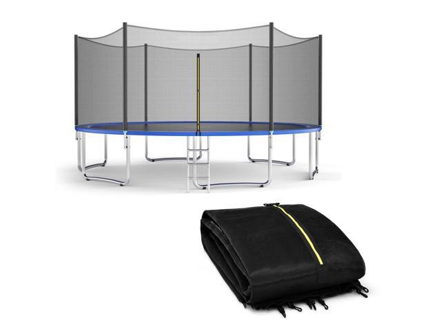 Trampoline Safety Net, 8 10 12 14 15 16Ft Weather-Resistant Replacement Enclosure Net for Round Frame, with Double-Headed Zippers, Protection.