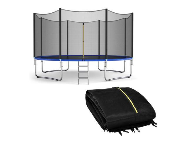 Trampoline Safety Net, 8 10 12 14 15 16Ft Weather-Resistant Replacement Enclosure Net for Round Frame, with Double-Headed Zippers, Protection...