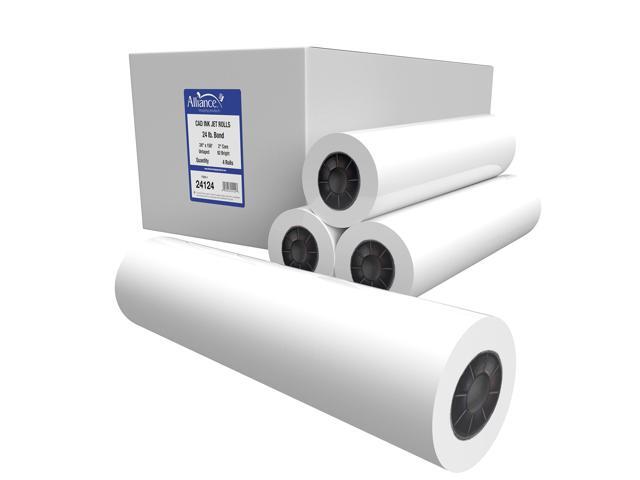 Wide Format Paper 24' x 150' CAD Bond Rolls (24lb 4 Rolls, 24 In x 150 Ft 2' Core)
