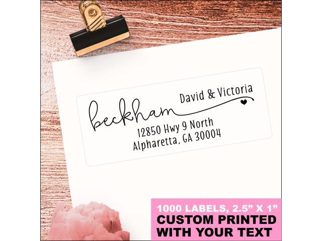 White Address Labels - Personalized Return Address Labels, Mailing and Shipping Labels for Envelopes, Packages, Business, Home by (1000, Heart)