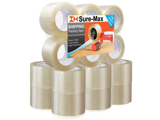 18 Rolls Extra-Wide Shipping & Packing Tape (3' x 110 yard/330' Each) - Moving & Adhesive Carton Sealing - 2.0mil Clear