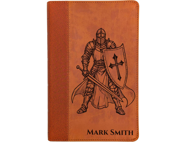 Personalized NIV Personal Bible with Crown of Thorns Large Print (Brown Knight Standing Solo)