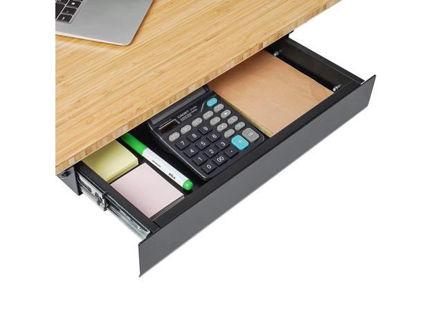 Under Desk Drawer, Steel Drawer for Desk Slide-Out, Under Table Mounted Drawer, Standing Workstation Storage Attachment for Office Home - 17.7.