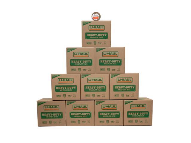 11-Piece Medium Heavy-Duty Double Wall Moving & Shipping Boxes - Pack of 10 Boxes with Handles - 18-1/8 x 18 x 16 (L x W x H) - 1 Bonus Roll of Tape