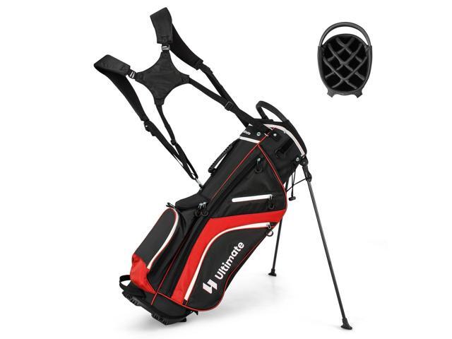 14-Way Golf Stand Bag, Portable Golf Bag w/ 6 Pockets,Cooler Bag & Waterproof Valuable Pocket, Rain Hood, Ergonomic Dual Strap System & Carrying.