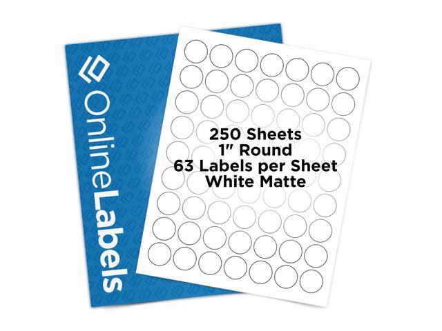 1 Inch Round Labels - White Matte - Pack of 15,750 Circle Stickers, 250 Sheets - Inkjet/Laser Printer
