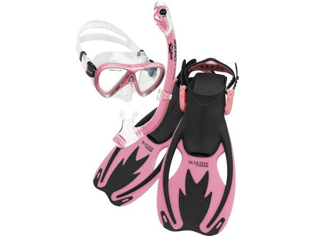 Junior Snorkeling Kit for Young Aged 3 to 10 - Mask + Dry Snorkel + Adjustable Fins + Net Bag - Lightweight Colorful Equipment - Rocks Pro Dry Set