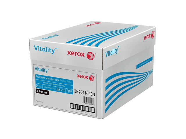 Xerox Vitality 8.5-inch x 11-inch Premium Multipurpose Paper, 24 lbs., 97 Brightness, 4000 Sheets/Carton (1001)