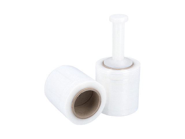 PSBM Mini Stretch Wrap with Plastic Handle, 12 Rolls 5 Inch x 1000 Feet 55 Gauge Heavy Duty Clear Plastic Wrap Industrial Strength Shrink Film for...
