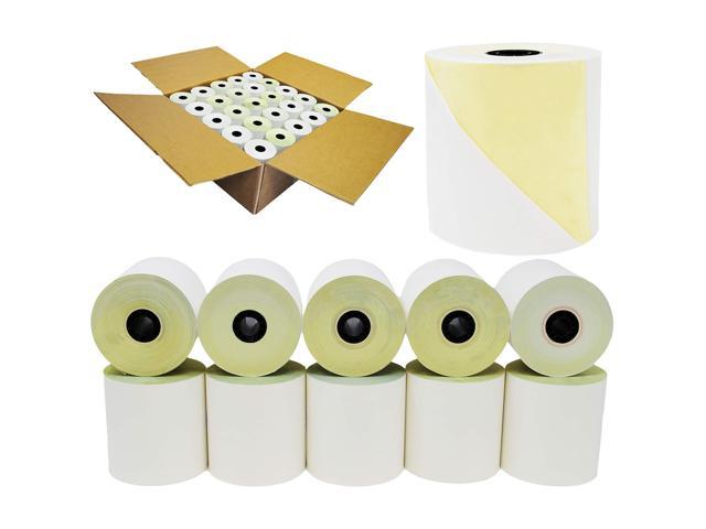 (Honey Comb Core) Two Ply Carbonless Rolls 3' X 90 Feet, White/Yellow (50 Rolls - 1 Case) Kitchen Printer Paper Rolls Required Printer Ribbon Sp700...
