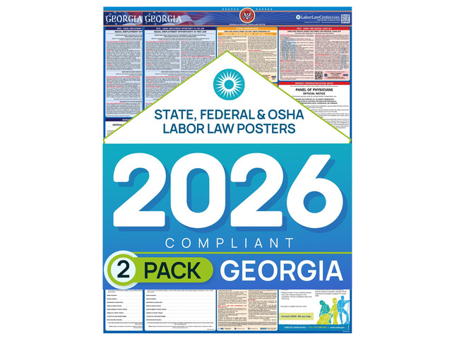 Georgia 2026 Labor Law Poster State & Federal Compliance OSHA, EEOC, FMLA, Minimum Wage Durable, Laminated & Waterproof Workplace Employment...