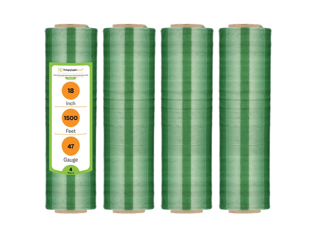 PSBM Tinted Green Plastic Stretch Film/Wrap 18' x 1500' 47 GA 4 Rolls Stretch Wrap, Heavy Duty Plastic Film, Industrial Strength Shrink Packaging...