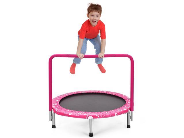 Indoor Trampoline, 36 ASTM Approved Kids Trampoline with Removable Handrails & Safety Pad, Spring-Free Folding Mini Rebounder, Small Fitness...