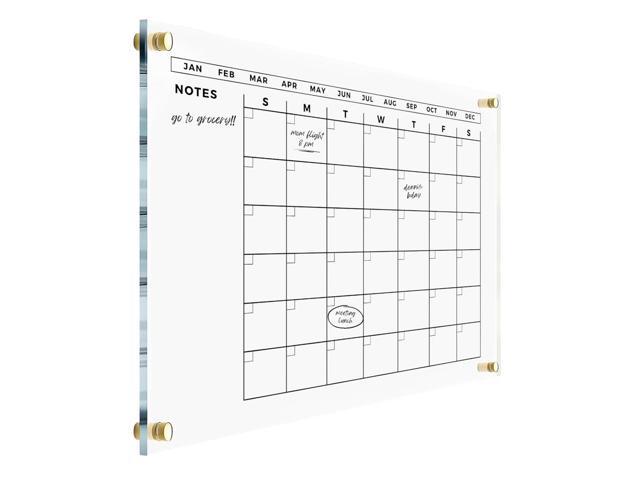 Large Acrylic Calendar with Gold Hardware - Dry Erase Monthly Acrylic Planner - Calendar 2026 Family Dry Erase Wall Calendar (24x18' (Regular) -.