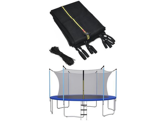 Trampoline Safety Net w/Adjustable Straps, 8 10 12 14 15 16Ft Weather-Resistant Replacement Enclosure Net with Double-Headed Zipper, Protection...
