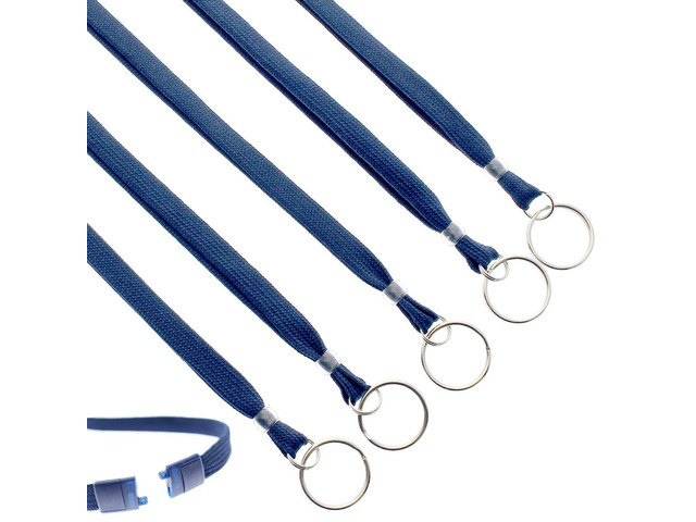 Bulk 100 Pack - Heavy Duty Breakaway Lanyards for Keys and ID Badges with Key Chain Split Ring - Break-Away Clasp and Keychain Keyring/Badge Holder...
