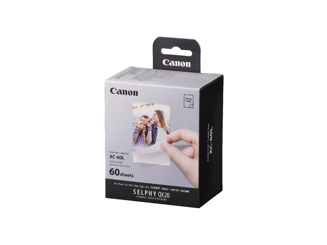 XC-60L Color Ink/Paper Set for SELPHY QX20 Photo Printer, 60 Sheets