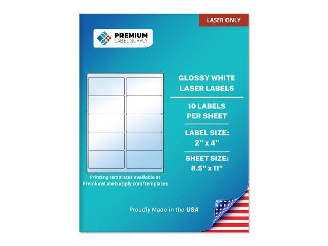 Glossy White Sticker Labels 2' x 4' (10 per Sheet) (Glossy White for Laser Only, 5,000 Labels)