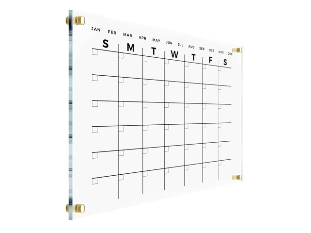 Premium Acrylic Wall Calendar - Reusable Board for Office and Home - Dry Erase Board - Large Glass Calendar for Wall (23x18' (Regular))