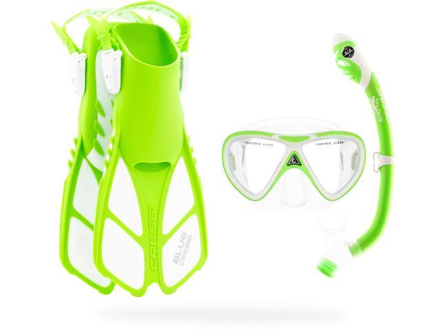 Youth Snorkel Set for Kids Ages 3 to 8 - Short Adjustable Fins, Silicone Mask, Dry Snorkel - Mini Bonete Pro Dry Set