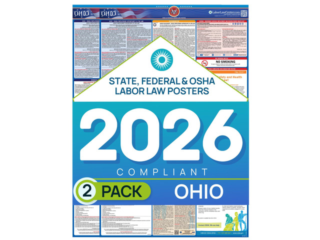 Ohio 2026 Labor Law Poster State & Federal Compliance OSHA, EEOC, FMLA, Minimum Wage Durable, Laminated & Waterproof Workplace Employment Poster...