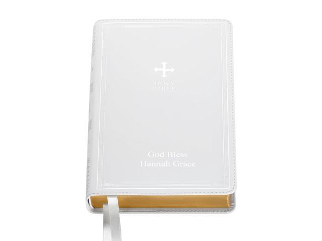 Personalized Catholic Bible - New & Old Testament - White - Gift of Faith - Customized with Message - 9.4' L x 6' W - Catholic Bible - White Cover