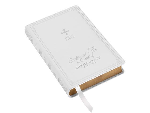 Personalized Catholic Bible for Confirmation - Religious Keepsake - Sacrament for Kids, Young Adults - Confirmed in Christ - White Cover
